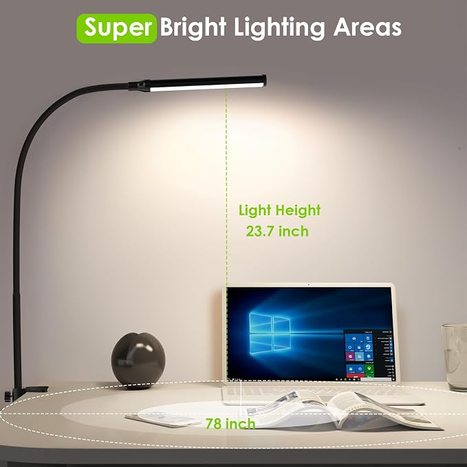 ShineTech LED Desk Lamp with Clamp, Clip On Desk Lamp - Image 5