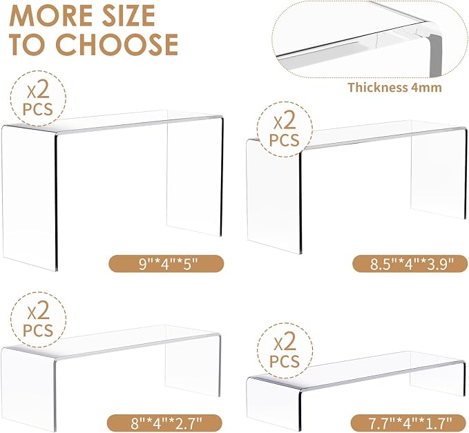 Anglelife 8 Pieces 2 Set Large Display Risers, Acrylic Cake Shelves - Image 2