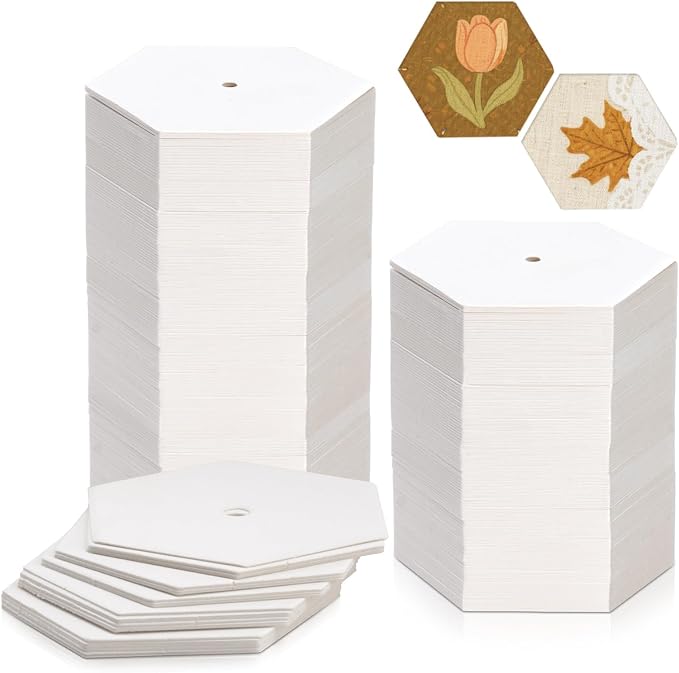 480 PCS Hexagon Piecing Paper Templates, 1.5" White Paper templates, Quilting by Neworkg