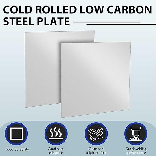 1pcs 16 Gauge 12 x 12 inch Metal Steel Sheet Steel Plate Mild Carbon Cold Rolled Square Weldable Metal Panels for Outside Industrial DIY Use Projects Weld Accessories