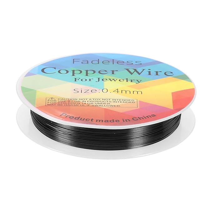 HARFINGTON 30ft Jewelry Wire, 26 Gauge (0.4mm) Brass Craft Soft Metal Tarnish Resistant Copper Beading Wire for Jewelry Making Supplies Crafting, Black
