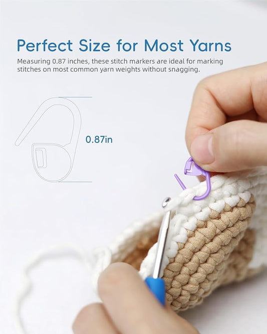 100PCS Crochet Stitch Markers by Flickzo – Locking Stitch Markers with Storage Case, Plastic Safety Pins for Knitting & Crochet, Colorful Yarn Accessories for Crochet Tools & Supplies