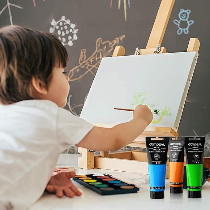 GOTIDEAL Metallic Acrylic Paint Pearl Viridian Green Tubes(120ml, 4.1 oz) Non Toxic Non Fading,Rich Pigments for Painters, Adults & Kids, Ideal for Canvas Wood Clay Fabric Ceramic Craft Supplies