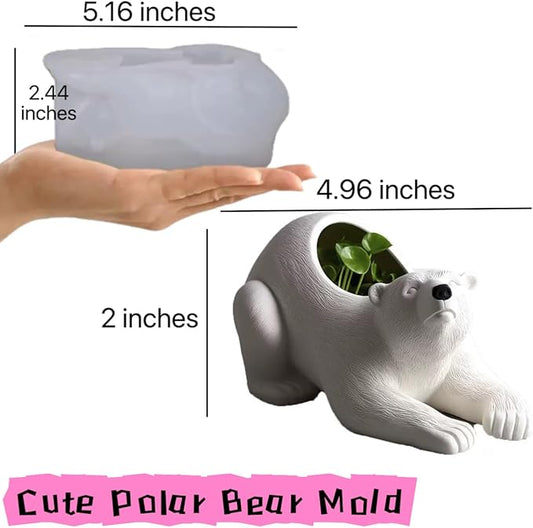 Animal Resin Molds Silicone 3D Cute Polar Bear Epoxy Resin Plaster Candle Holder Wax Molds for Candle Making, Art Crafts DIY Unique Display Home Decor