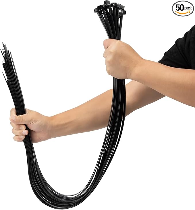 Black Zip Ties Heavy Duty, 35 Inch Extra Long 220 lbs Tensile Strength Large by WLEAD