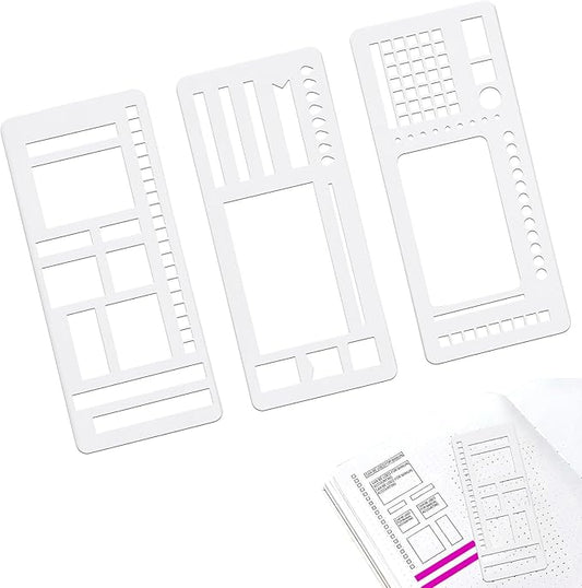 Handmade Flexible Record Template, Planner Stencil Set for Dot Grid Journals, DIY Flexible Drawing and Checklist Templates Suitable for Various Occasions (Set A)