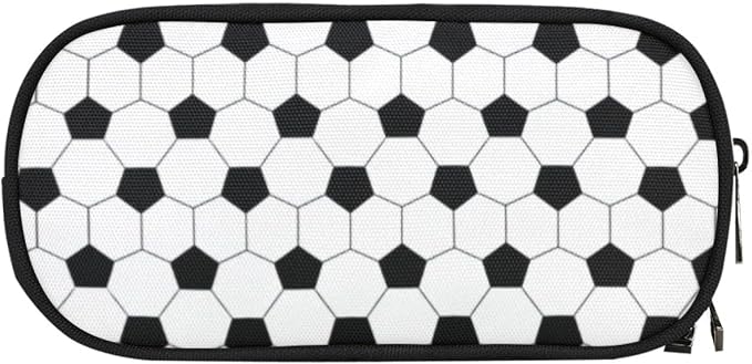 Soccer Skin Pencil Pouch Case for Boys Teen Girls Women Black and White | Large - Image 6