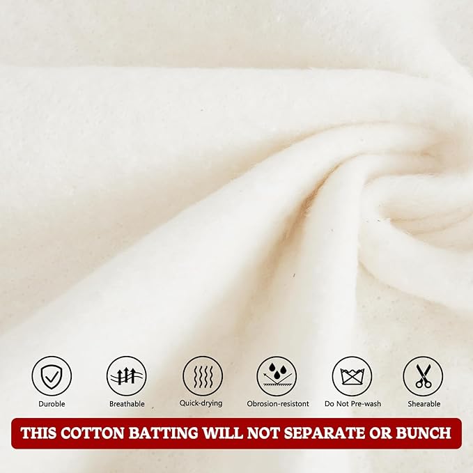 RRKTP Cotton Batting for Quilting，200 g/m² Lightweight Quilt Batting California - Image 4