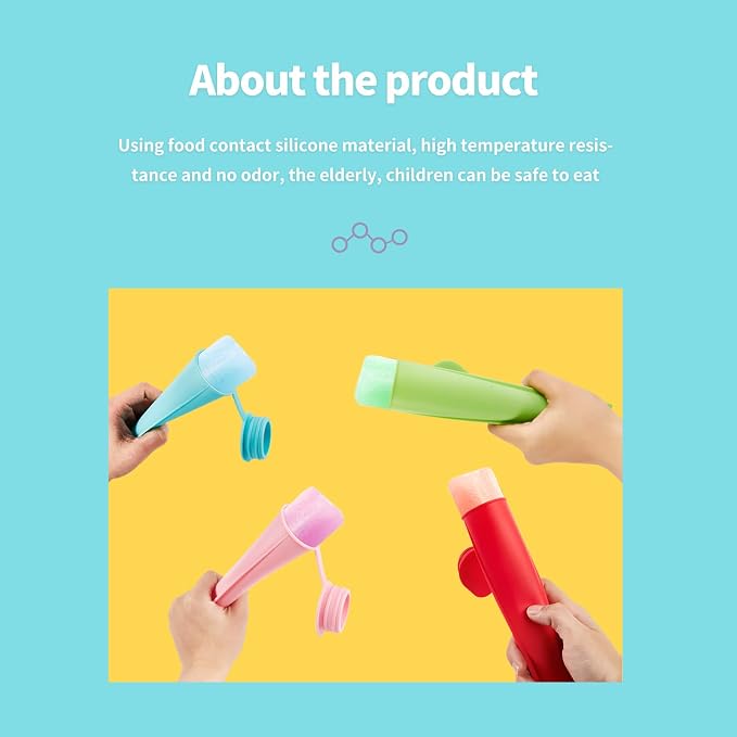 6Pcs Silicone Popsicle Molds w/Lids, Reusable Ice Pop Tubes - Image 5