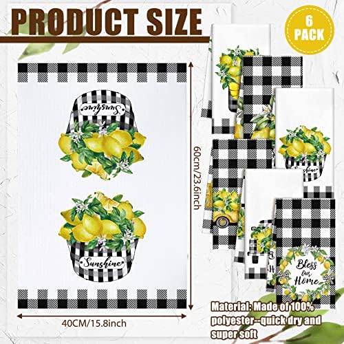 Redbaker 6 Pcs Lemon Kitchen Towels Lemonade Dish Towels - Image 2