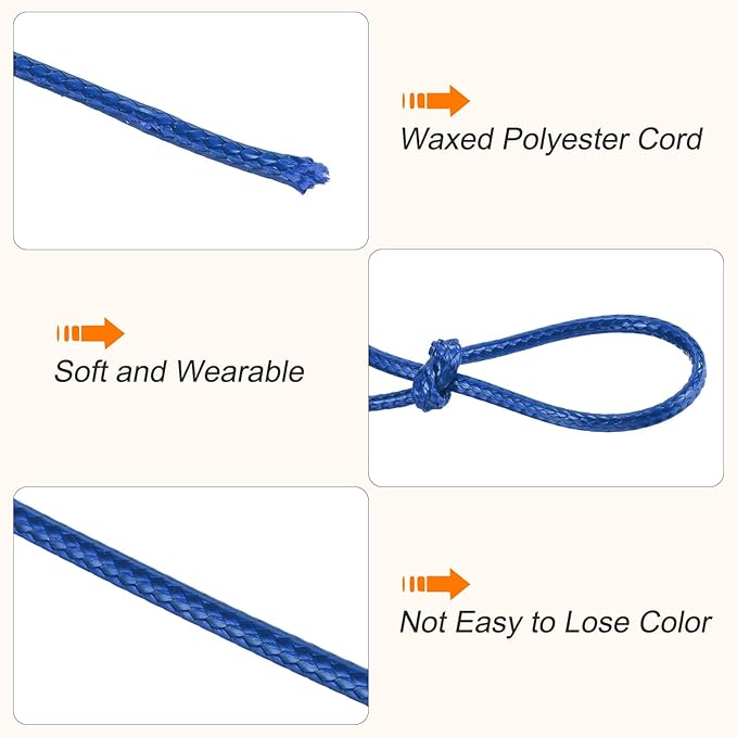 MECCANIXITY Waxed Polyester Cord 2mm 98 Yard Dark Blue