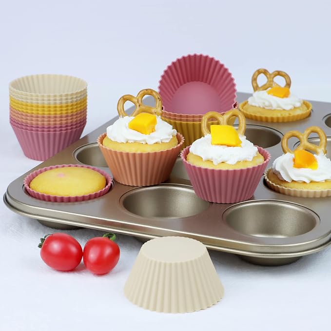 Large Silicone Muffin Cups, 12 Pack Reusable Cupcake Liners 3.54inch Baking - Image 2