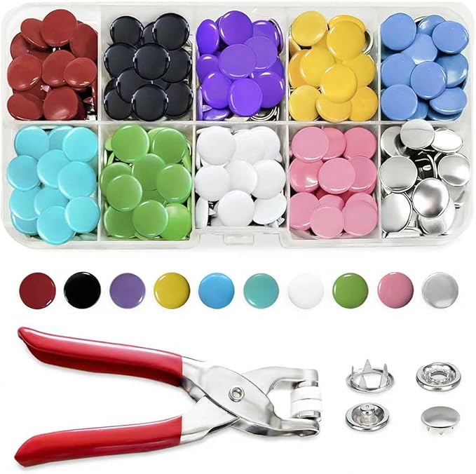 300 Sets Metal Snap Buttons Kit, 9.5mm Sewing Snaps in 10 Colors by Unknown