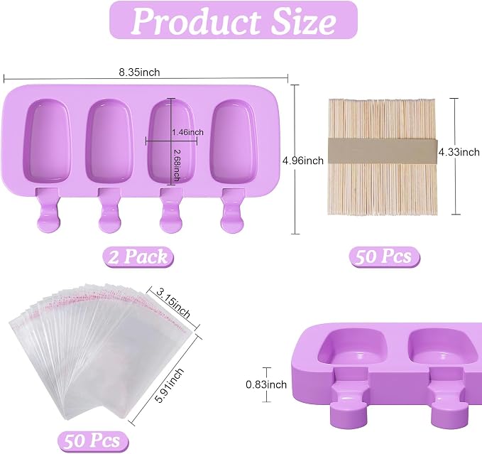 Ozera Popsicles Molds, 2 Pack Silicone Cake Pop Molds Cakesicle Maker Set | - Image 3