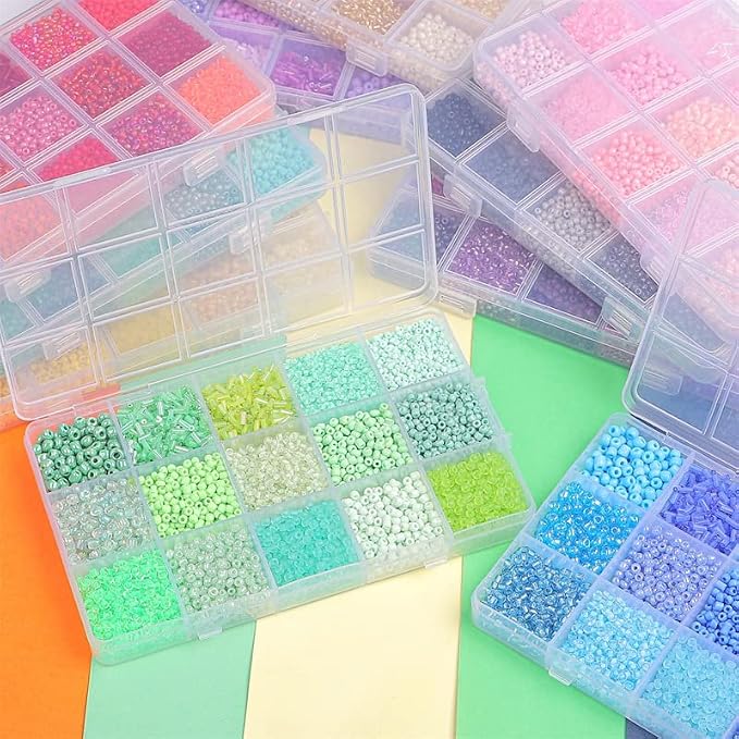 15 Grid Pink Glass Seed Bugle Tube Beads Kit - Image 5