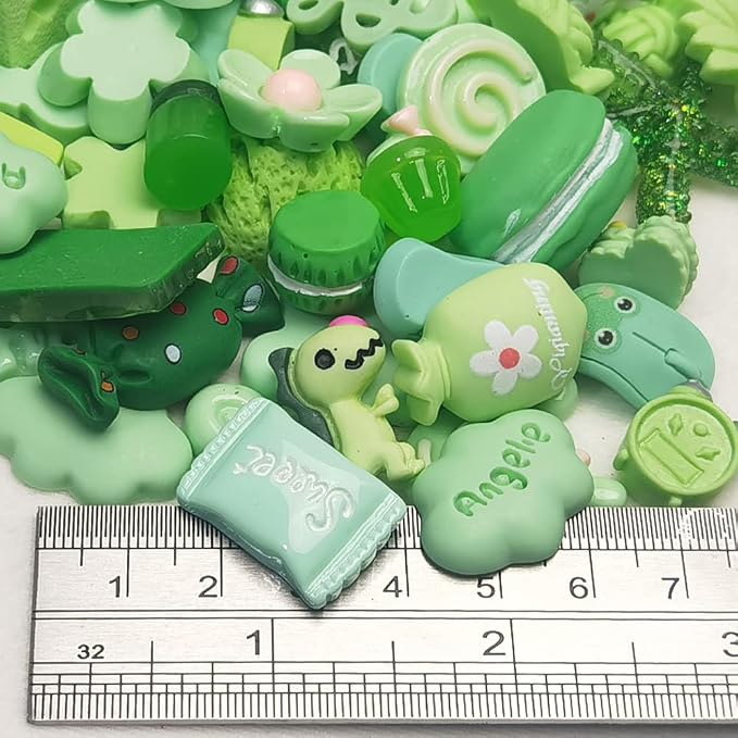 Chenkou Craft 50pcs Lots Mix Assorted Green Craft DIY Flatbacks Resin Flat Back - Image 3