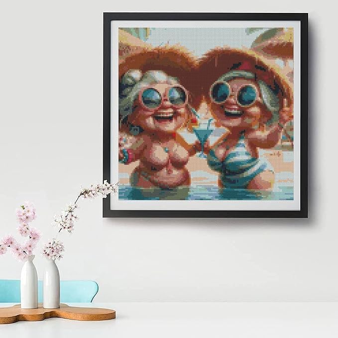 Granny and Sandy Beach Stamping Cross Stitch Kits, Embroidery Starter Kit - Image 6