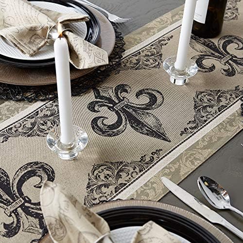 DII French Style Tabletop Kitchen Collection, Table Runner, Fleur de Lis Stripe - Image 5