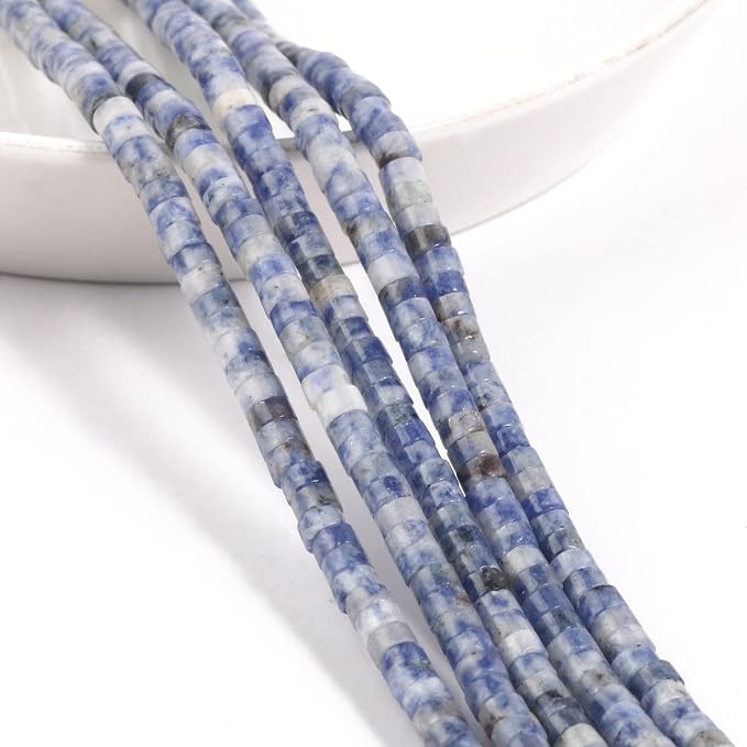 150Pcs 4×2mm Natural Blue Spot Jasper Spacer Stone Beads - Image 7