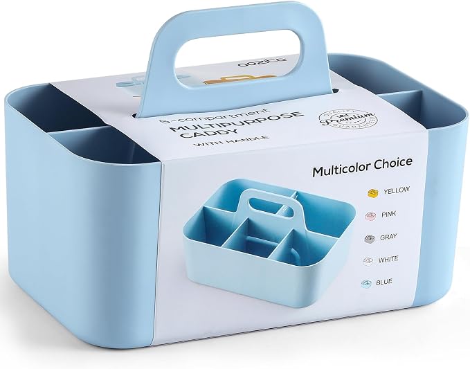 Multiuse Caddy Organizer with Handle, Portable Divided Plastic Tote Bin - Image 9