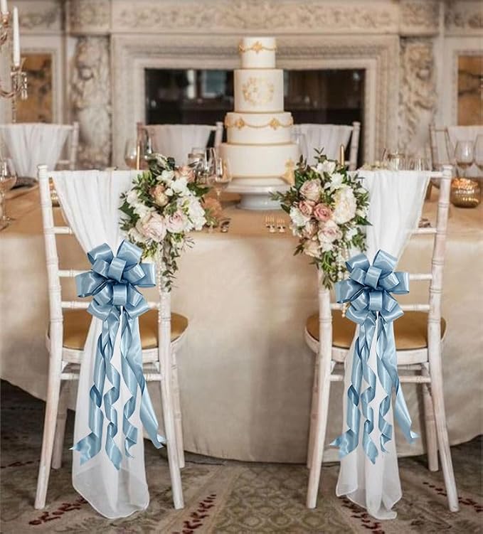 HUIHUANG Dusty Blue Wired Ribbon 1-1/2 inch French Blue Double-Faced Satin - Image 5