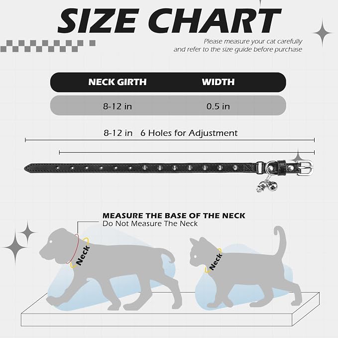 EXPAWLORER Leather Cat Collar for Girl Boy- Adjustable Pet Collar - Image 2