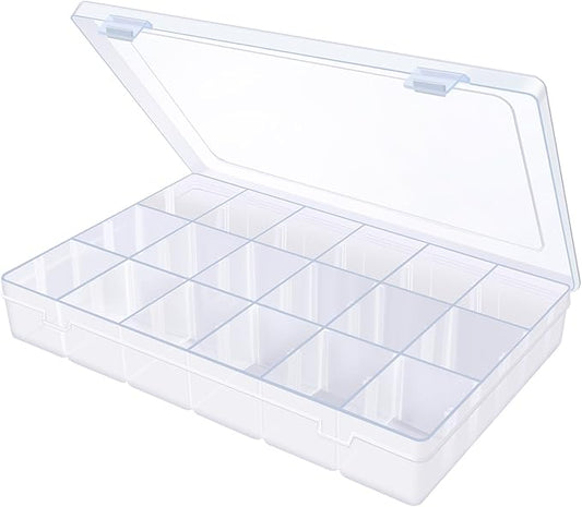 2Pack 24 Grids Craft Organizers and Storage Bead Organizer Tackle Box Organizer with Adjustable Divider, Plastic, Clear