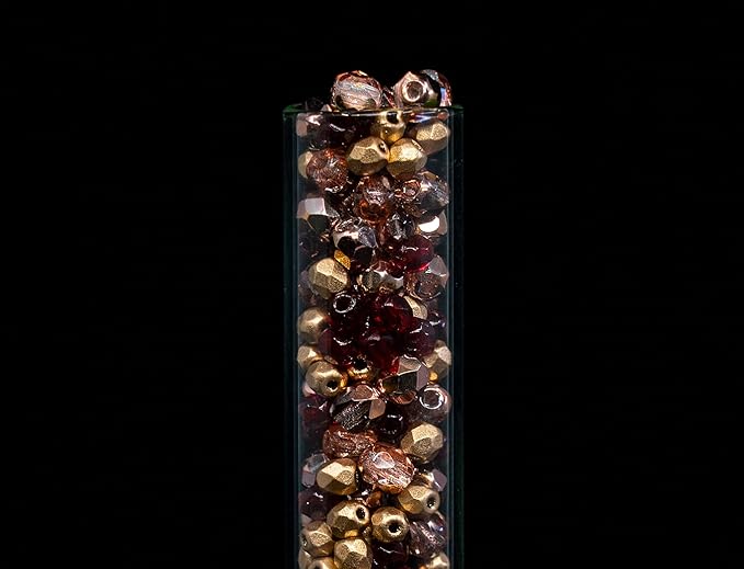0.88oz (Approx. 500 Beads) Mix of Faceted Fire Polished Pressed Czech Glass Beads, Sparkling Shiny Mix BCV