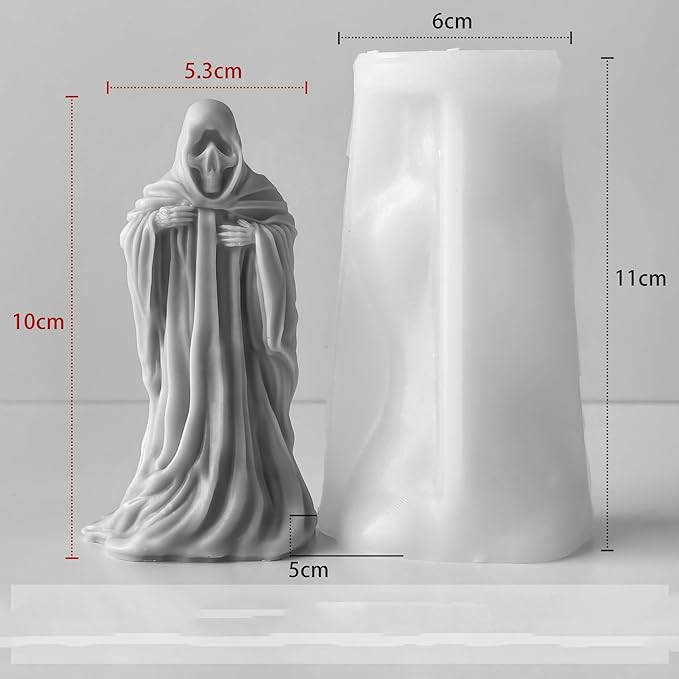 Ghost Skull Man Cylinder Candle & Resin Mold - Resin Casting Silicone Molds for Home Decor & Candle Making Wave Spiral Mold