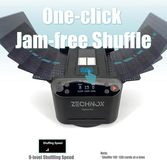 2025 New Smart 2-in-1 Automatic Card Shuffler and Dealer,Programmable Card Dealer,Card Shuffler 2 Deck,360° Rotation,Ultra Quiet,Rechargeable,Support 12 Players (Black Pro+8 remotes)