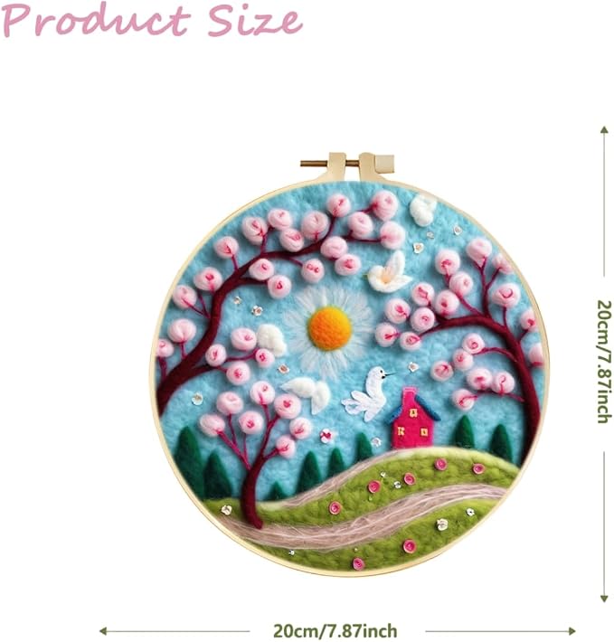 CaptainCrafts Needle Felting Kit, Wool Felt Supplies, Embroidery Hoops - Image 2