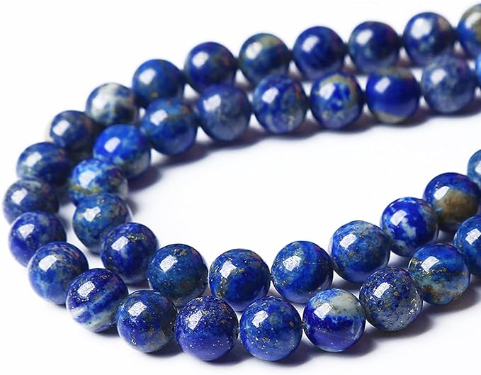 8mm 90PCS AAA+ Natural Lapis Lazuli Gemstone Beads Round Loose Stone Beads for Jewelry Making DIY Bracelets Necklace Earrings 32" 2 Strands