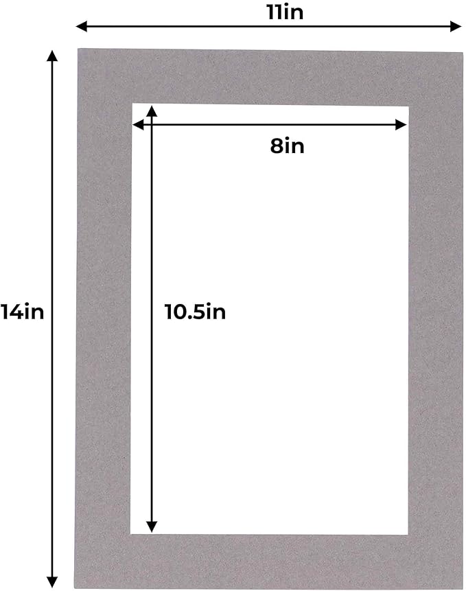 11x14 Mat for 8.5x11 Photo - Precut Charcoal Picture Matboard for Frames Measuring 11 x 14 Inches - Bevel Cut Matte to Display Art Measuring 8.5 x 11 Inches - Acid Free ONE MAT