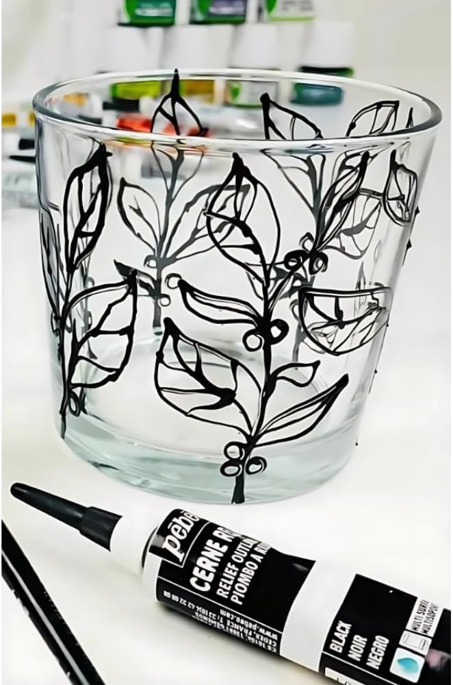 Pebeo Vitrail Cerne Relief Dimensional Paint Black - 20ml 2 Pack Stained Glass - Image 3