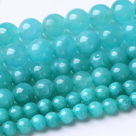 36PCS 10MM Lake Blue Chalcedony Stone Beads Energy Healing Beads for DIY Jewelry Bracelet Necklace Making for Jewelry Making 15Inch