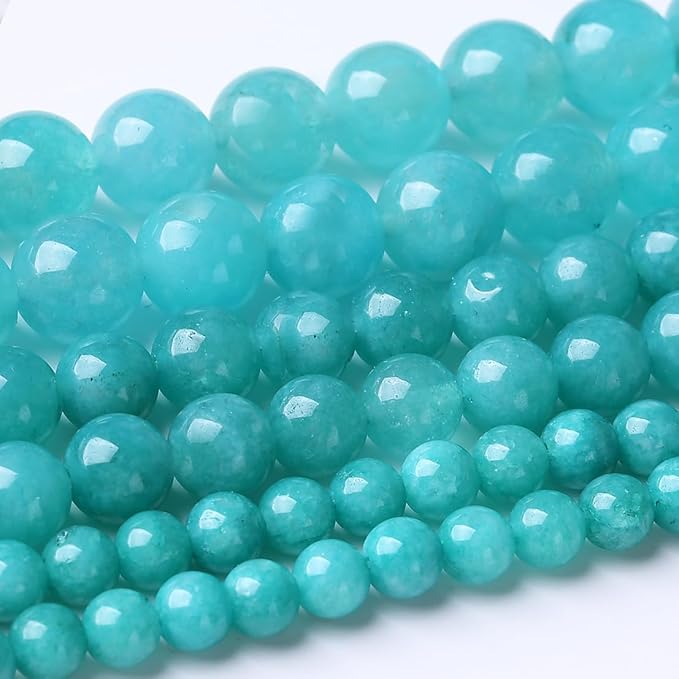 48PCS 8MM Lake Blue Chalcedony Stone Beads Energy Healing Beads for DIY Jewelry Bracelet Necklace Making for Jewelry Making 15Inch