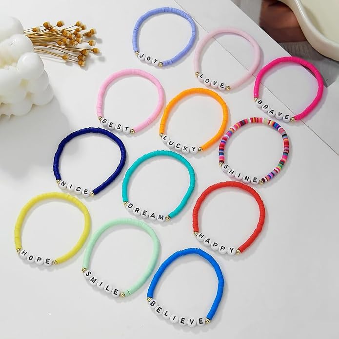 Heishi Surfer Clay Bead Bracelets Set - Image 4