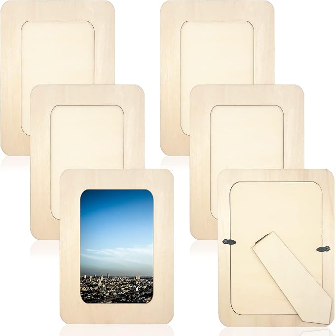 RYKOMO 6 PCS DIY Wooden Picture Frames Unfinished Solid Wood Photo Picture by RYKOMO