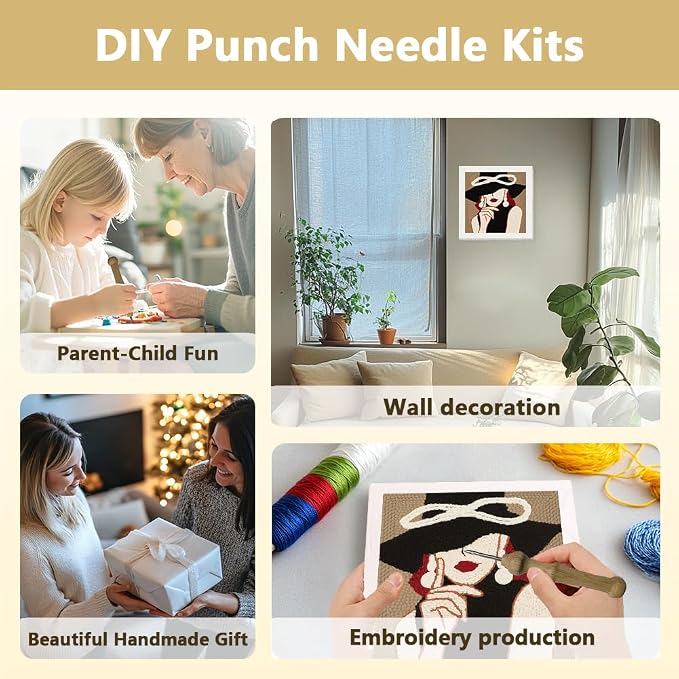 Doodlream Elegant Lady DIY Punch Needle Embroidery Kit - Image 4