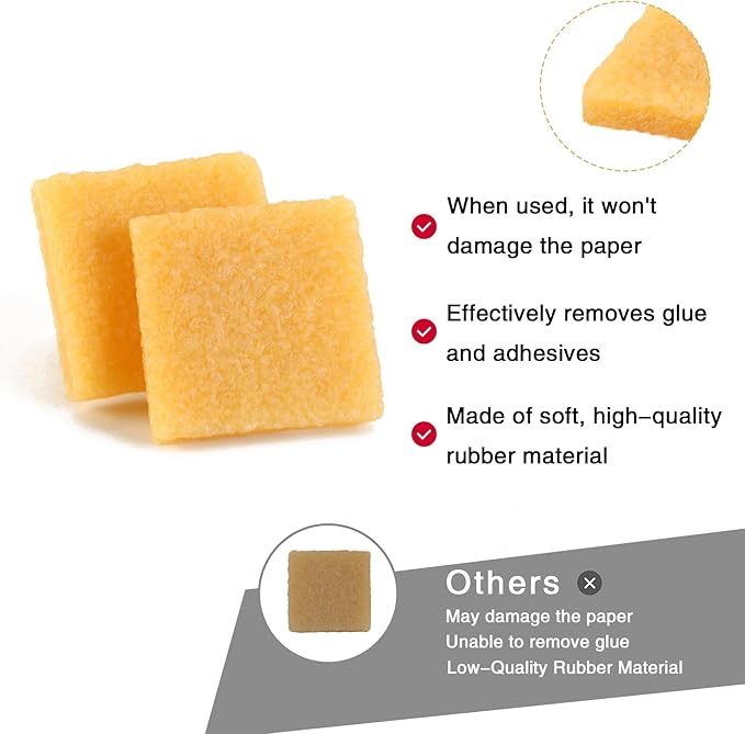 2pcs Glue and Residue Eraser Rubber Cement Cleaner for Removing Adhesive and Residues from Paper Plastic and More