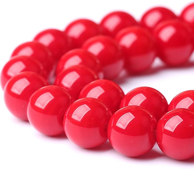 4MM Coral Red Glass Beads Natural Stone Crystal Energy Round Loose Beads for Jewelry Making Bracelet 180pcs 2 Strands 32"