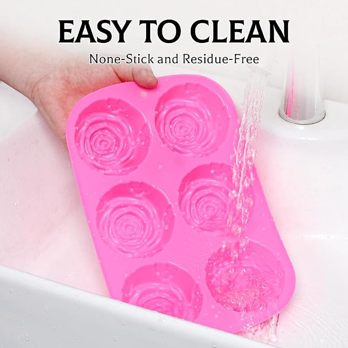 SJ Rose Soap Molds 2 Packs, Flower Design Silicone Soap Molds - Image 6