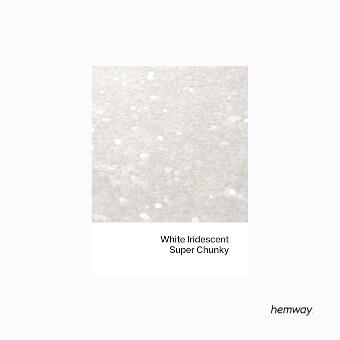 Hemway Glitter for Resin 100g White Iridescent Metallic Crystals for Epoxy Craft Super Chunky Flakes Tumblers Wax Melt