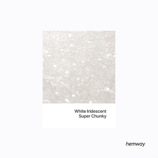 Hemway Glitter for Resin 100g White Iridescent Metallic Crystals for Epoxy Craft Super Chunky Flakes Tumblers Wax Melt