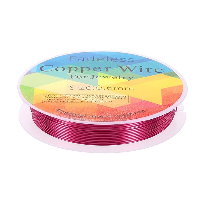 HARFINGTON 13ft Jewelry Wire, 22 Gauge (0.6mm) Brass Craft Soft Metal Tarnish Resistant Copper Beading Wire for Jewelry Making Supplies Crafting, Rose Red