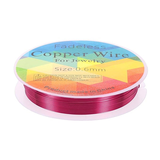 HARFINGTON 13ft Jewelry Wire, 22 Gauge (0.6mm) Brass Craft Soft Metal Tarnish Resistant Copper Beading Wire for Jewelry Making Supplies Crafting, Rose Red