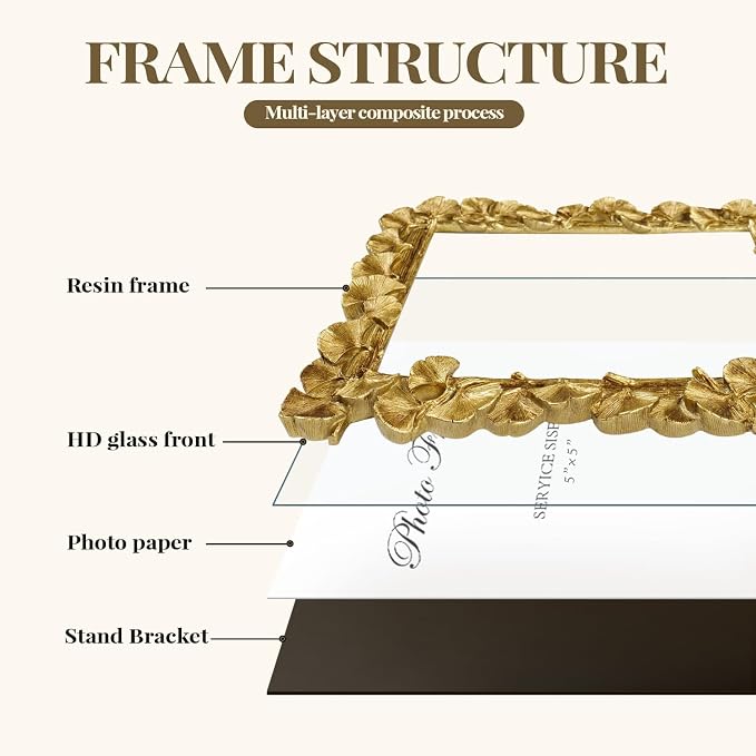 Cuspin 5x5 Picture Frame Vintage Gold Frames, Antique Square Photo Frame - Image 5