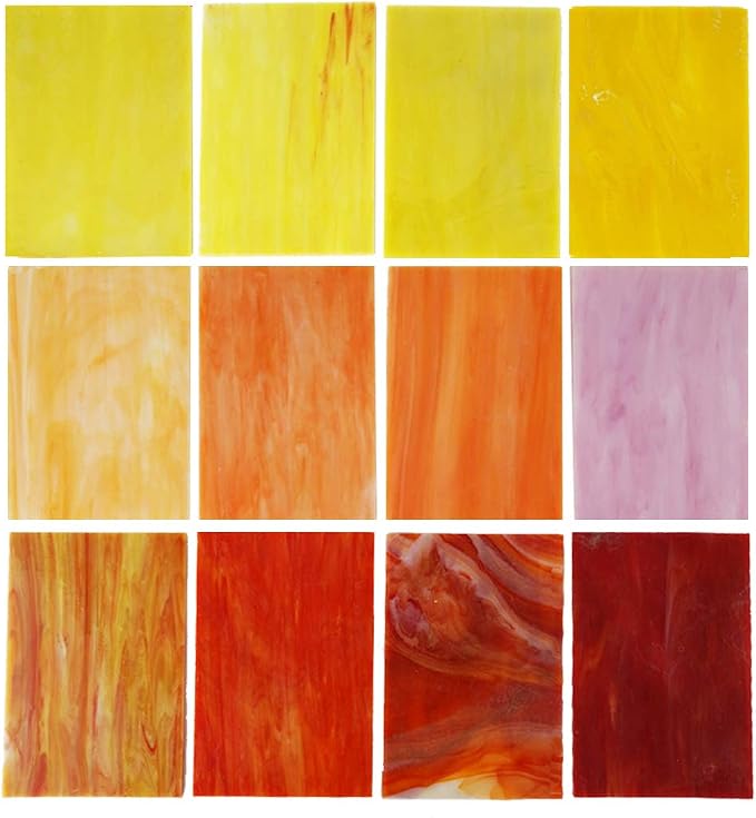 Lanyani 10 Sheets Variety Stained Glass Sheets Pack, 4 x 6 inch Large Cathedral by LanyaniArtGlassMosaics