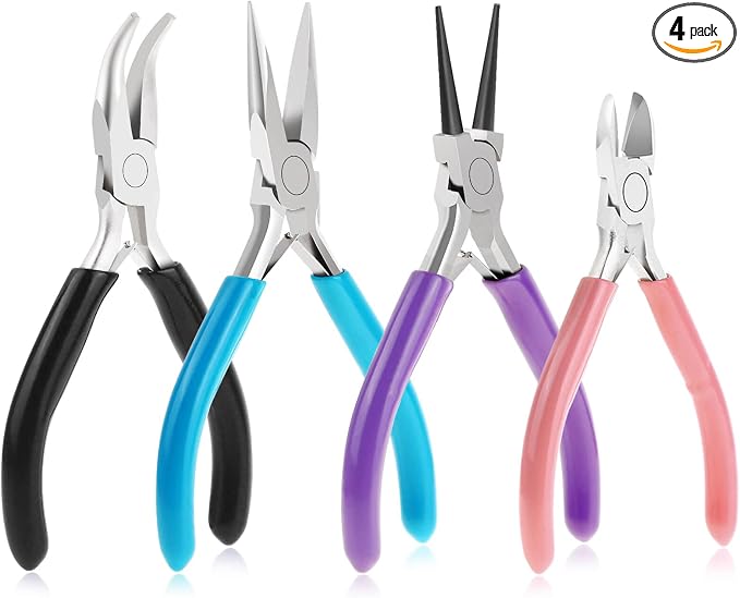 Anezus 4Pcs Jewelry Pliers Tool Set Includes Needle Nose Pliers, Round Nose by anezus