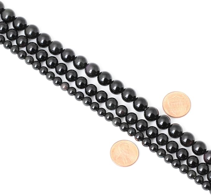 35PCS 10mm Natural Black Obsidian Gemstone Round Loose Beads Crystal Energy - Image 6